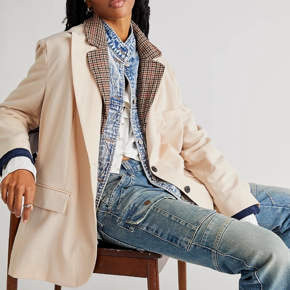 NWT Free People Ecru Jay Oversized Blazer S